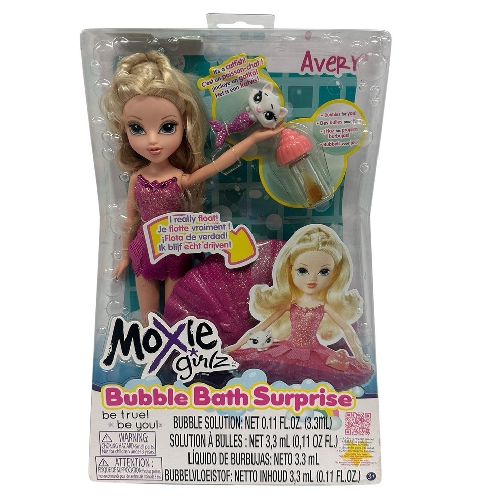 Moxie Girlz Bubble‎ Bath Surprise Avery Doll 10" & Catfish New #516316